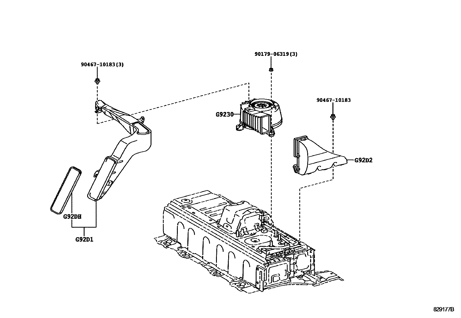 Toyota CAMRY 蓄电池和蓄电池电缆 EPC diagram — 829177B