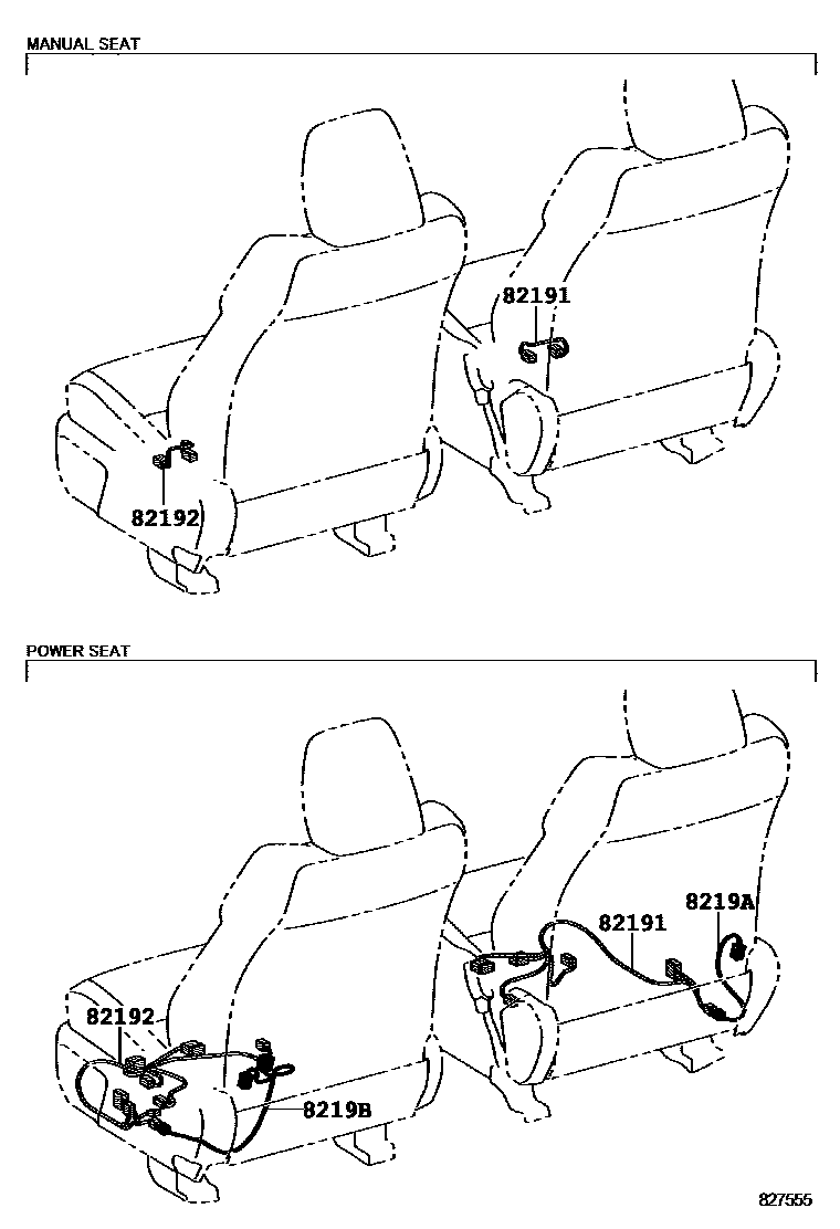 Toyota CAMRY 线束和卡夹 EPC diagram — 827555
