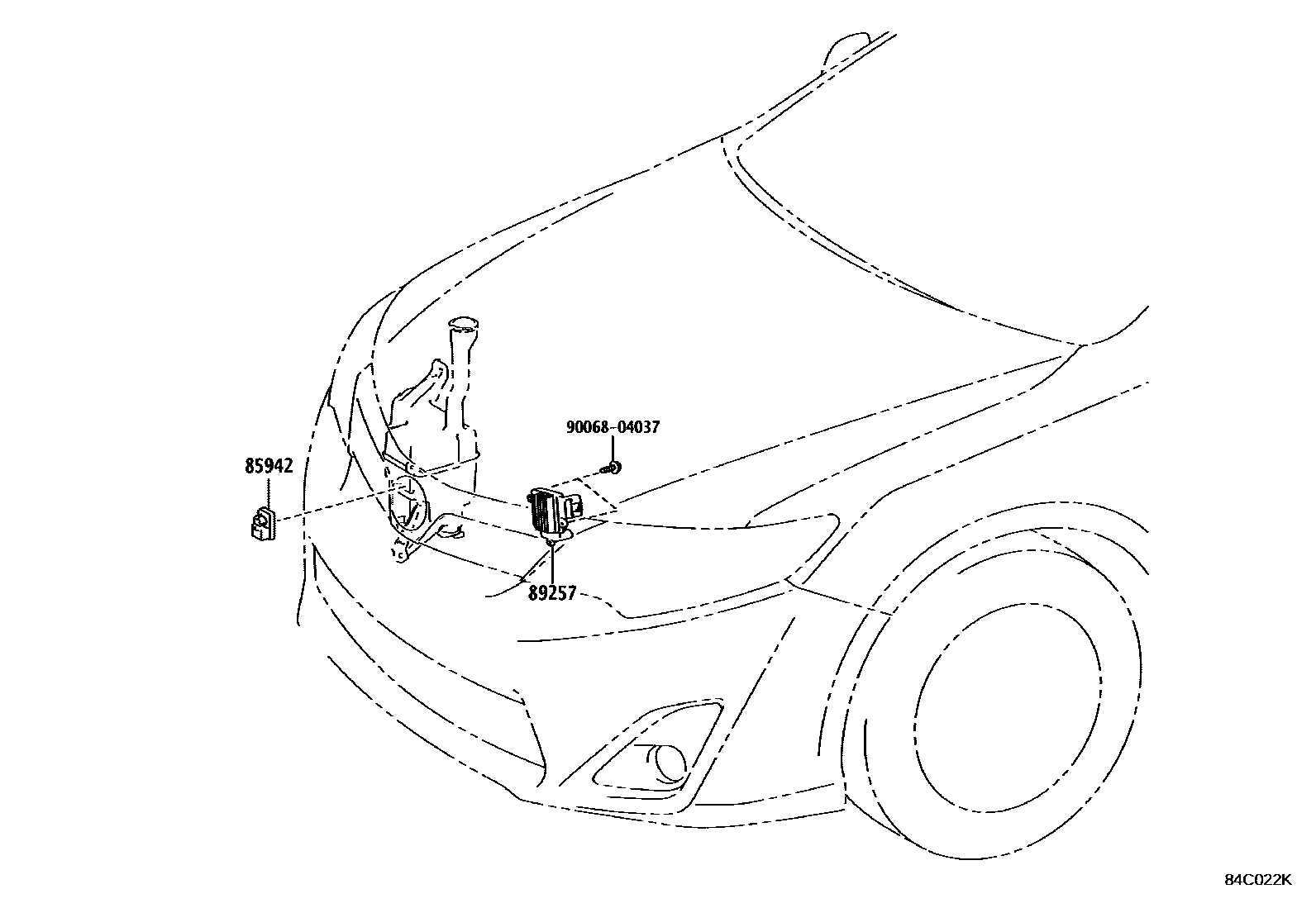 Toyota CAMRY 开关和继电器和ECU EPC diagram — 84C022K