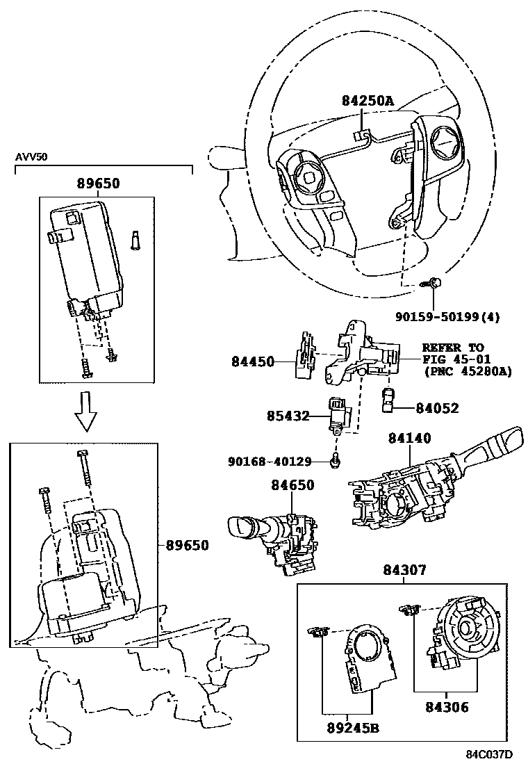 Toyota CAMRY 开关和继电器和ECU EPC diagram — 84C037D