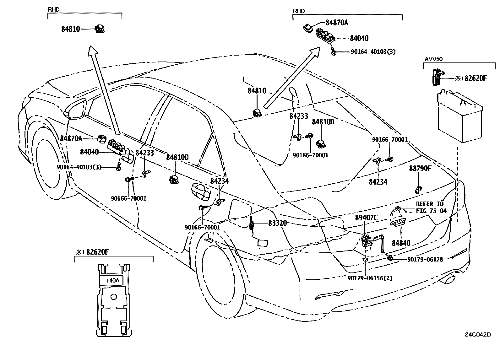 Toyota CAMRY 开关和继电器和ECU EPC diagram — 84C042D