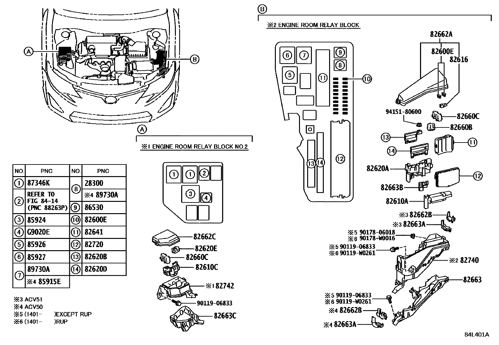 Toyota CAMRY 开关和继电器和ECU EPC diagram — 84L401A