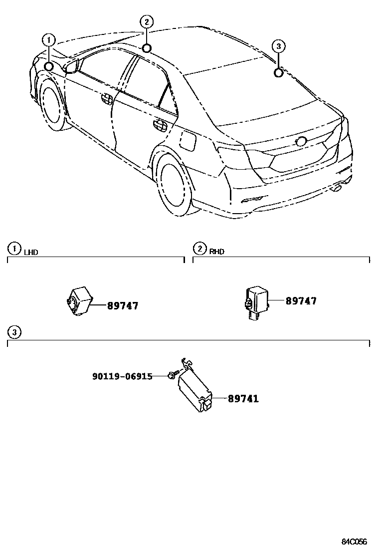 Toyota CAMRY 遥控门锁 EPC diagram — 84C056