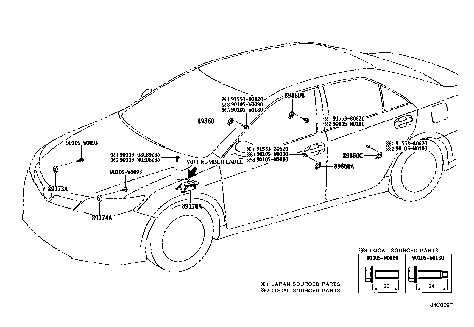 Toyota CAMRY 空气囊 EPC diagram — 84C059F