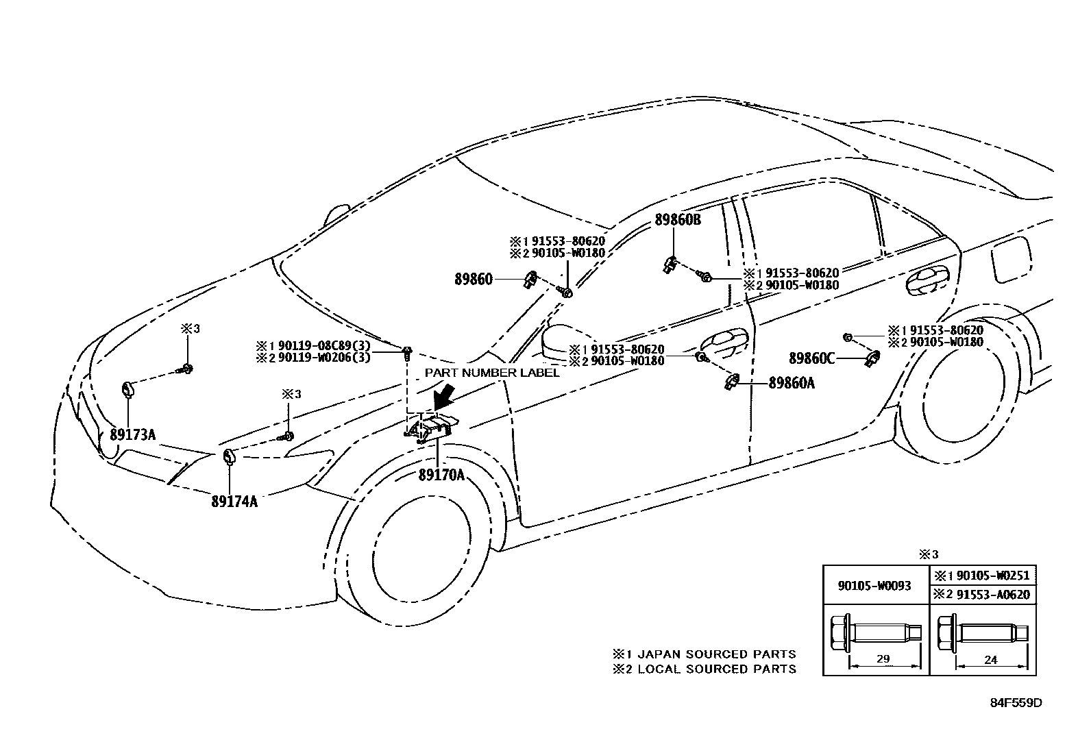 Toyota CAMRY 空气囊 EPC diagram — 84F559D