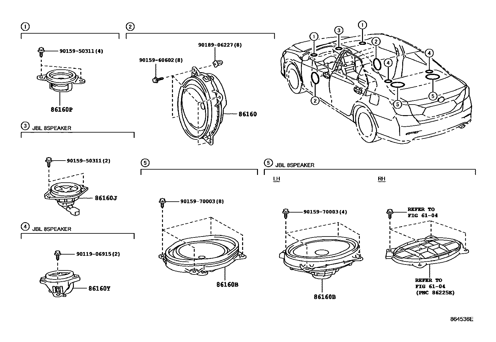 Toyota CAMRY 扬声器 EPC diagram — 864536E