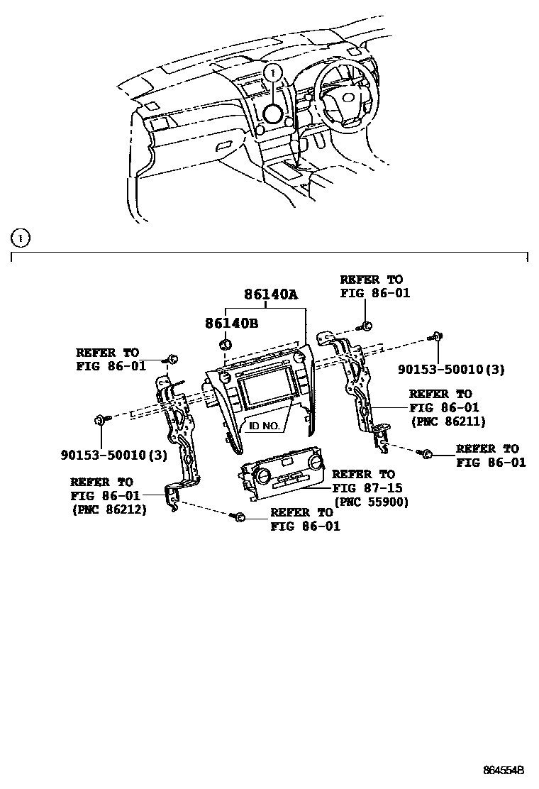 Toyota CAMRY 导航和前监视器显示屏 EPC diagram — 864554B