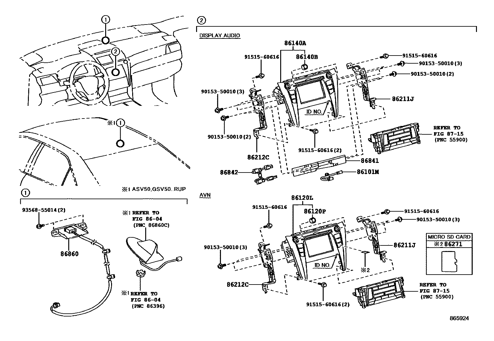 Toyota CAMRY 导航和前监视器显示屏 EPC diagram — 865924