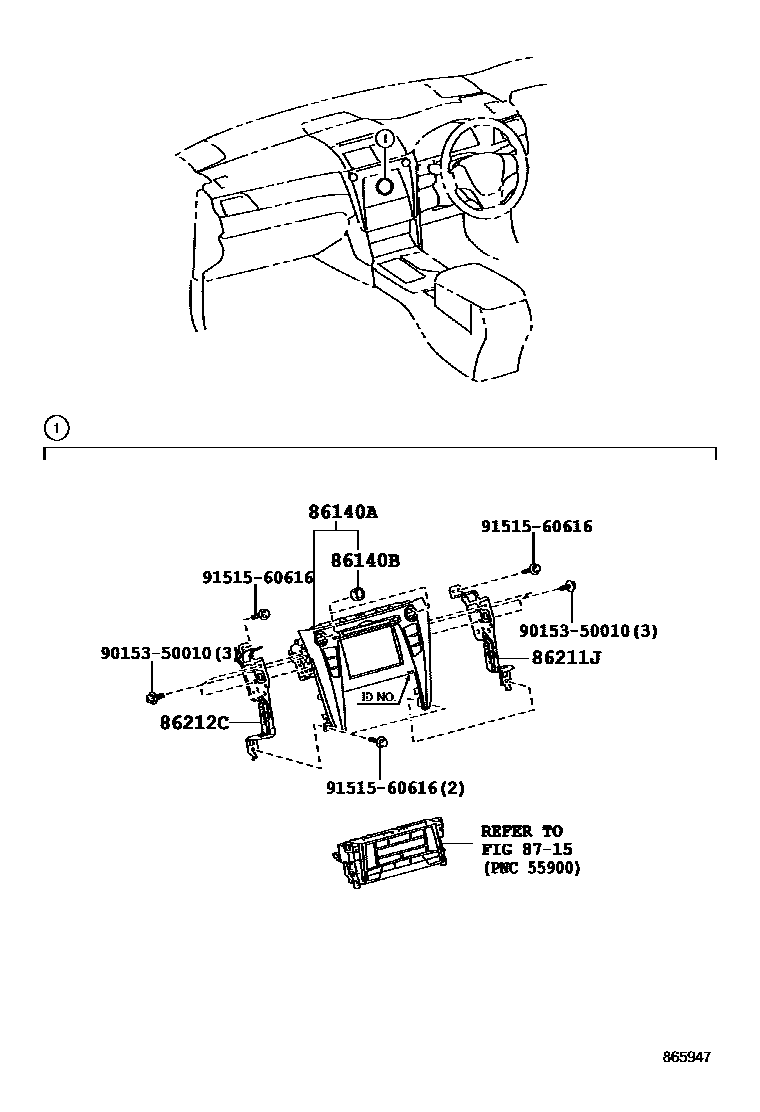 Toyota CAMRY 导航和前监视器显示屏 EPC diagram — 865947