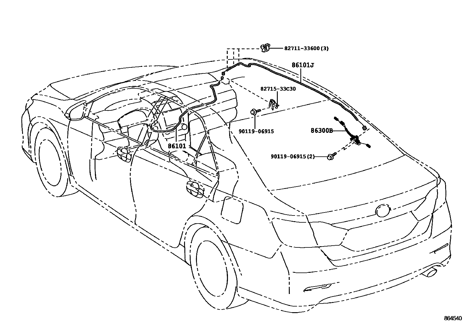 Toyota CAMRY antenna EPC diagram — 864540