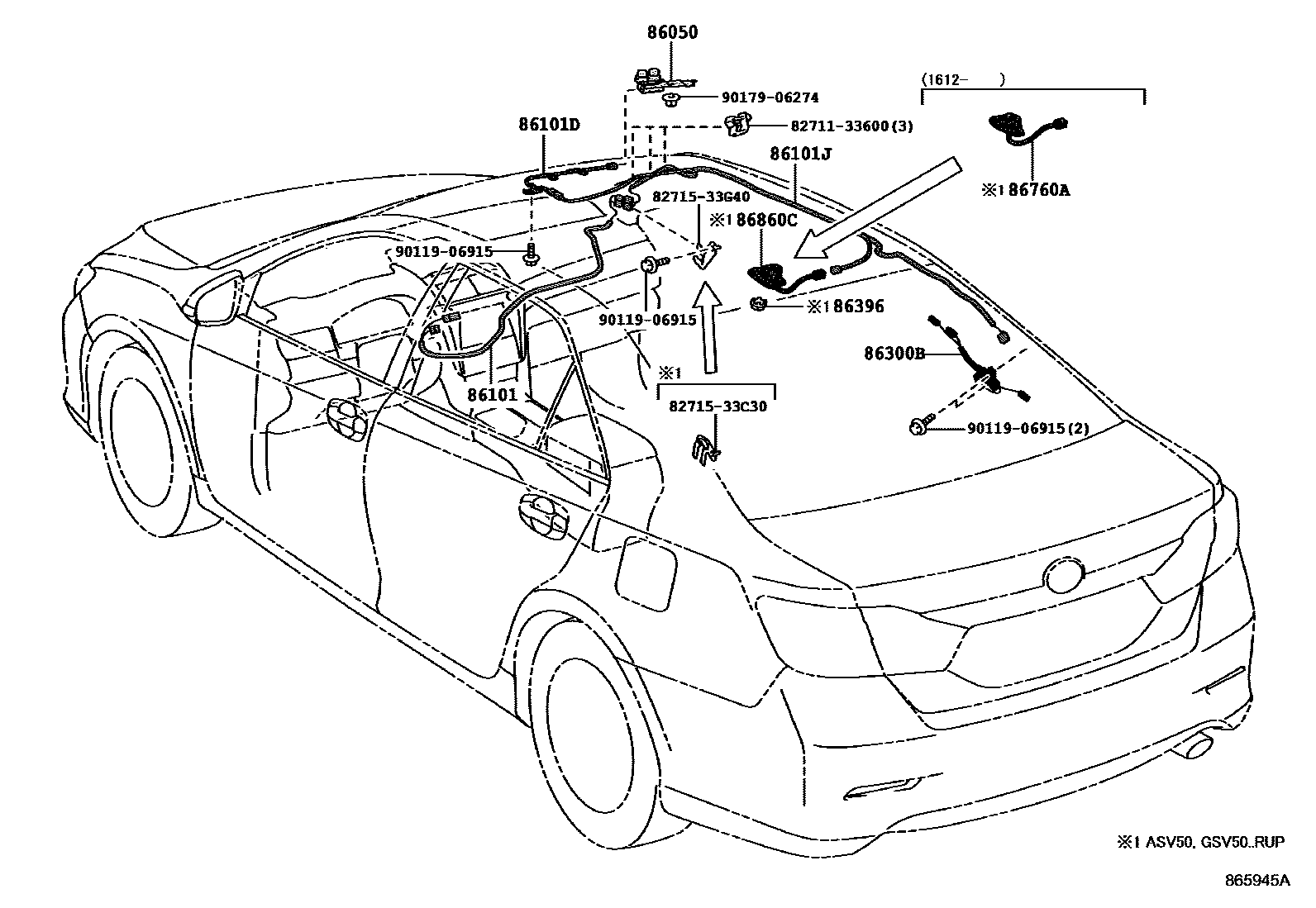 Toyota CAMRY antenna EPC diagram — 865945A