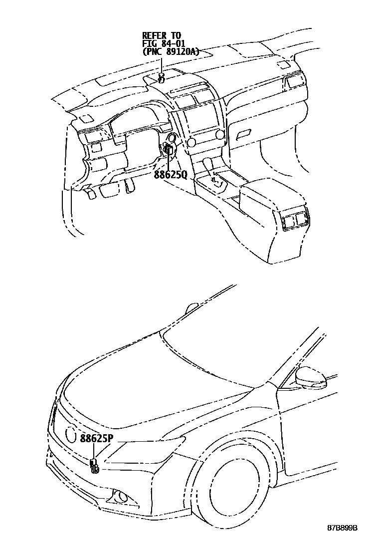Toyota CAMRY 暖风和空调系统 - 控制器和风管 EPC diagram — 87B899B
