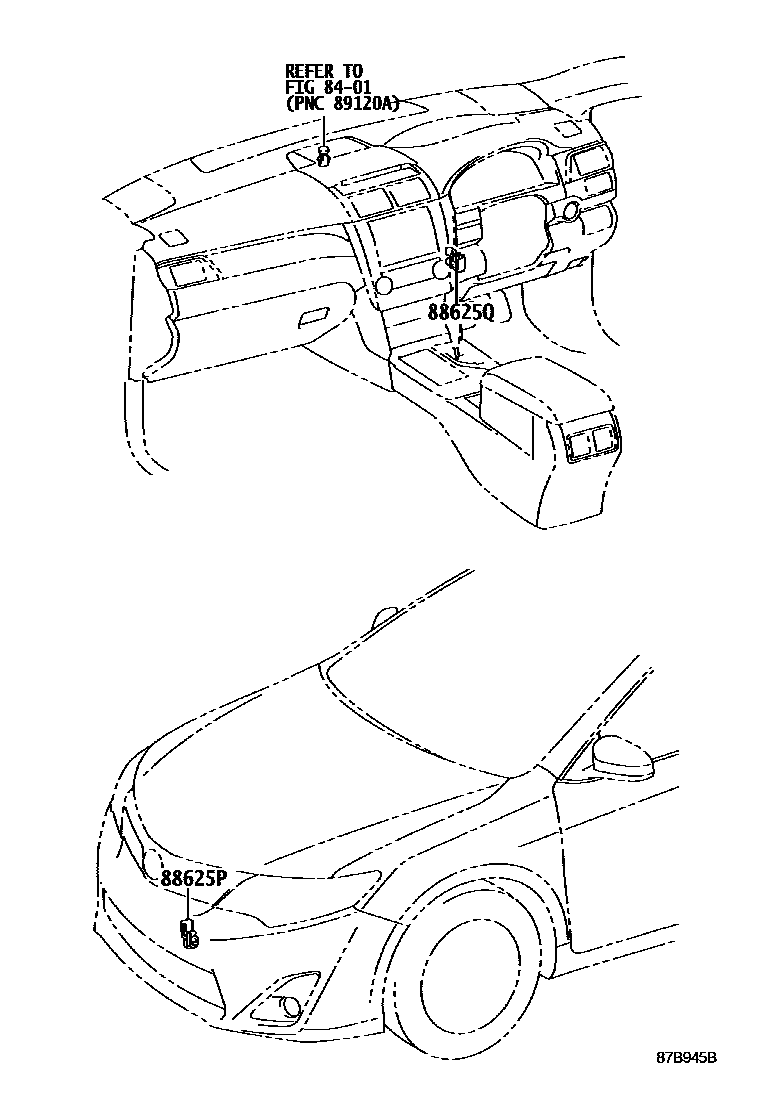 Toyota CAMRY 暖风和空调系统 - 控制器和风管 EPC diagram — 87B945B