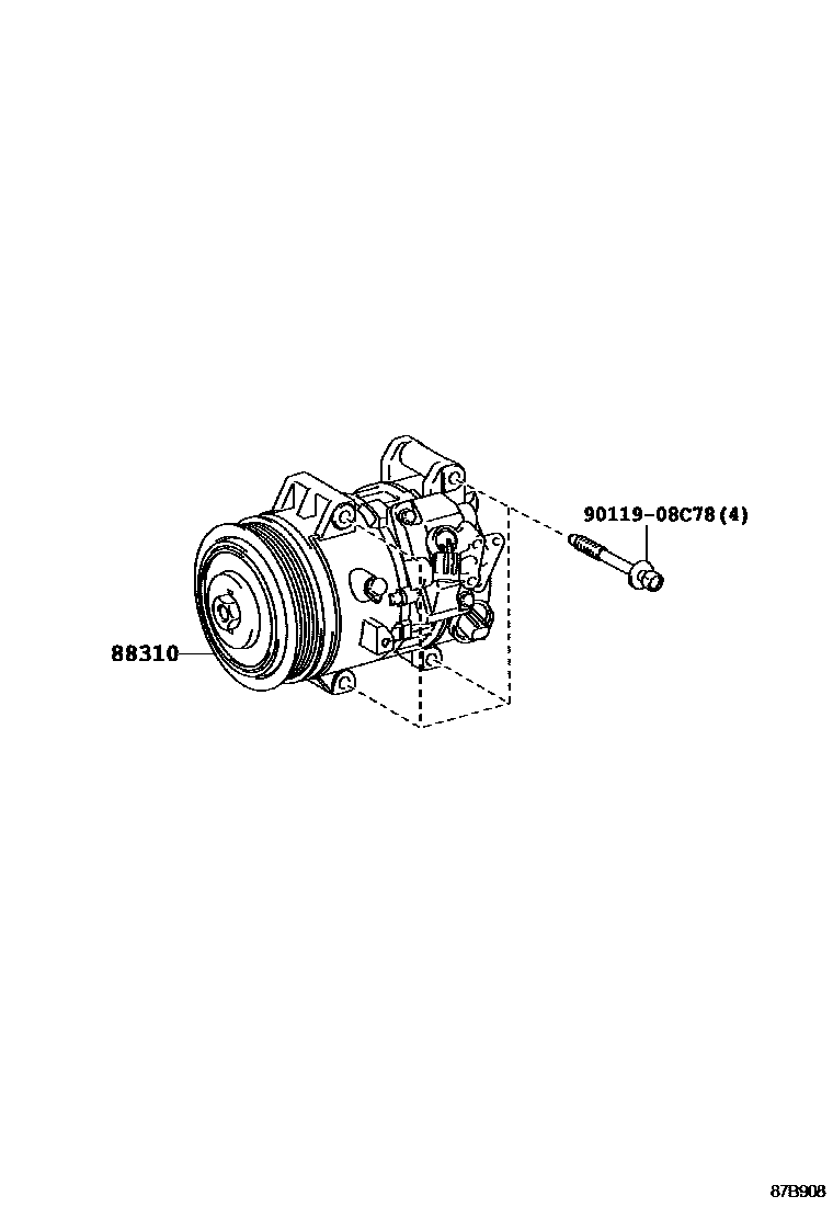 Toyota CAMRY Heating & Air Conditioning - Compressor EPC diagram — 87B908