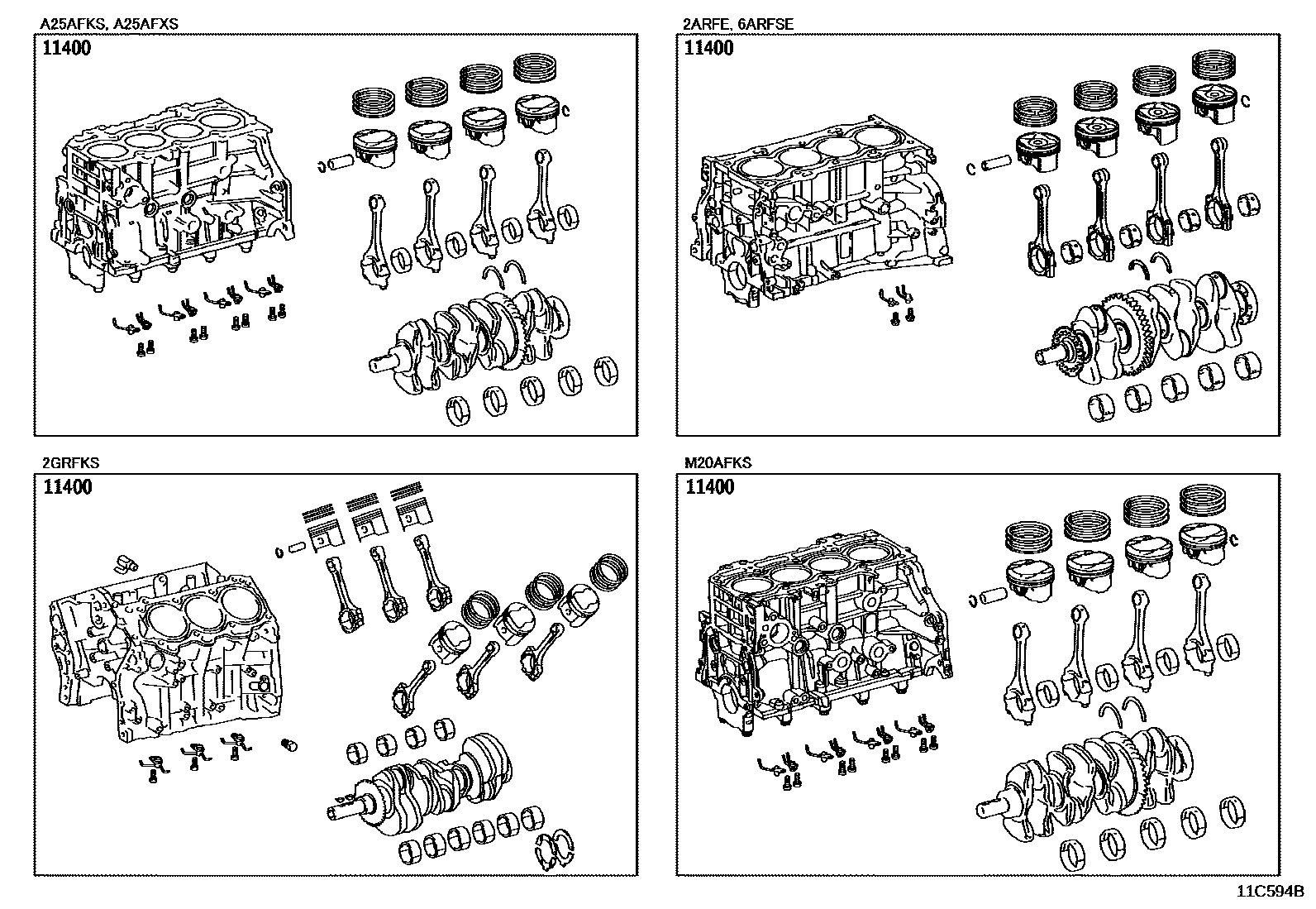 Toyota CAMRY Short Block Assembly EPC diagram — 11C594B