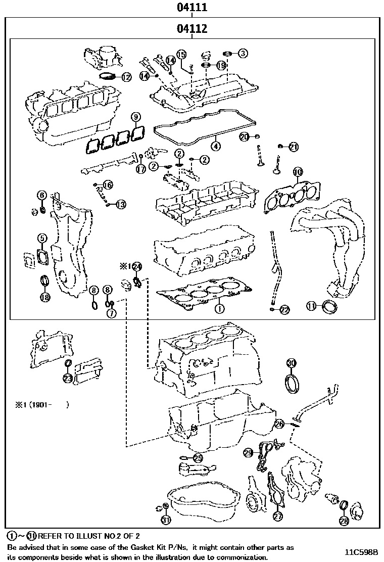 Toyota CAMRY Engine Overhaul Gasket Kit EPC diagram — 11C598B