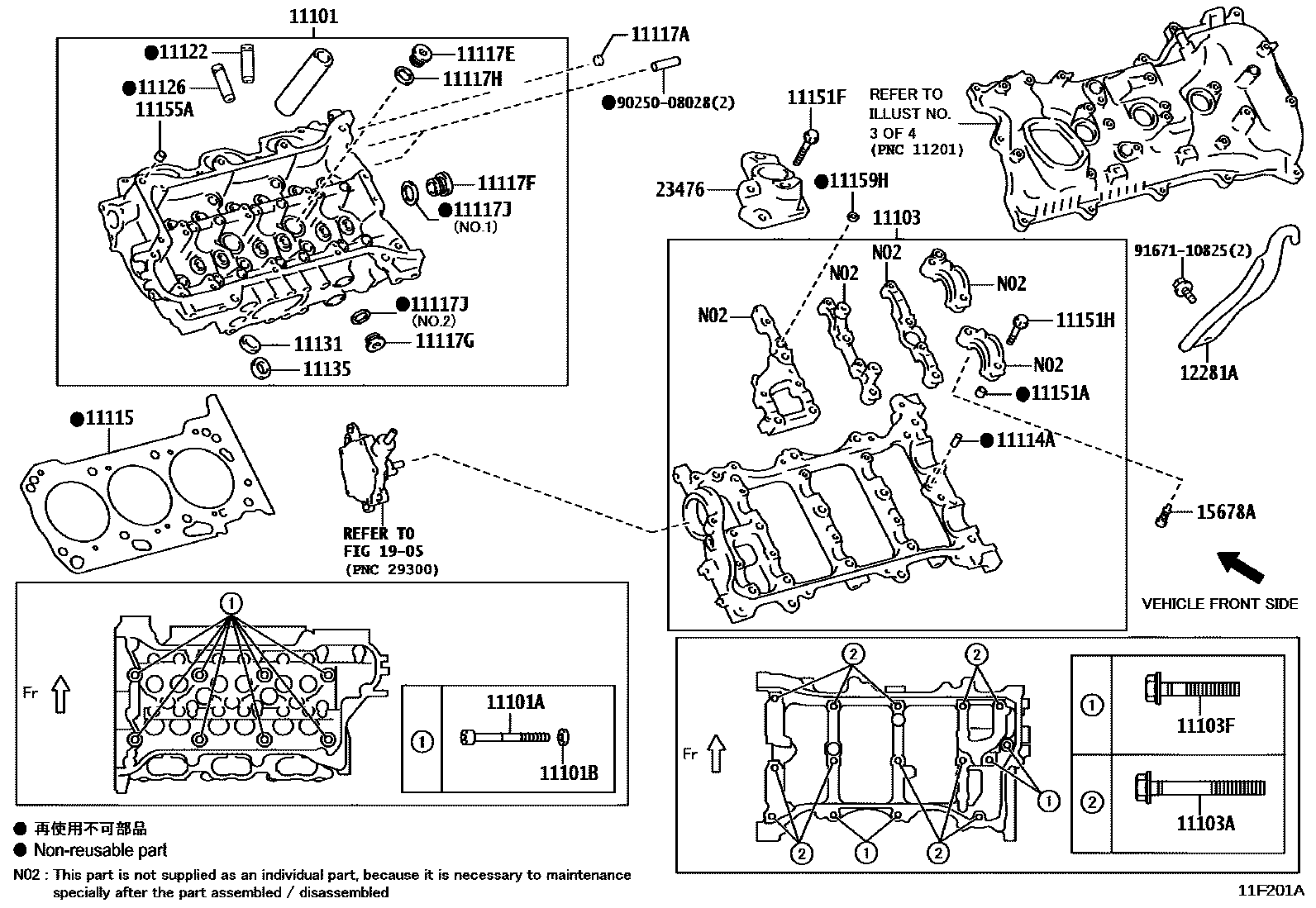 Toyota CAMRY Cylinder Head EPC diagram — 11F201A