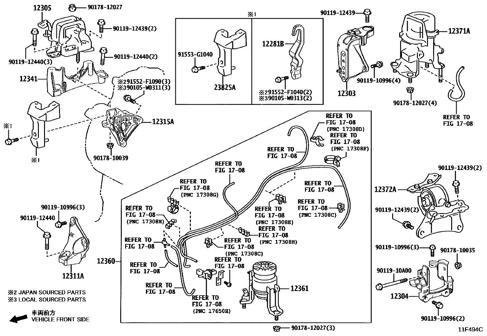 Toyota CAMRY Engine Mounting EPC diagram — 11F494C