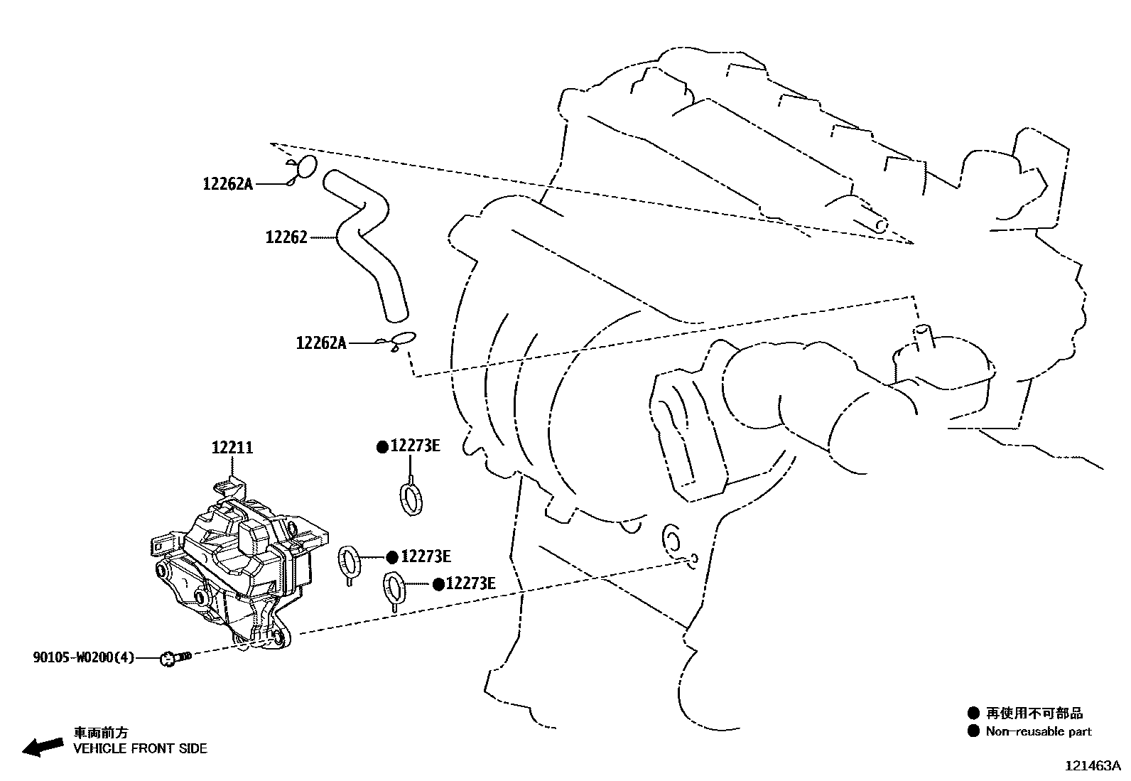 Toyota CAMRY Ventilation Hose EPC diagram — 121463A