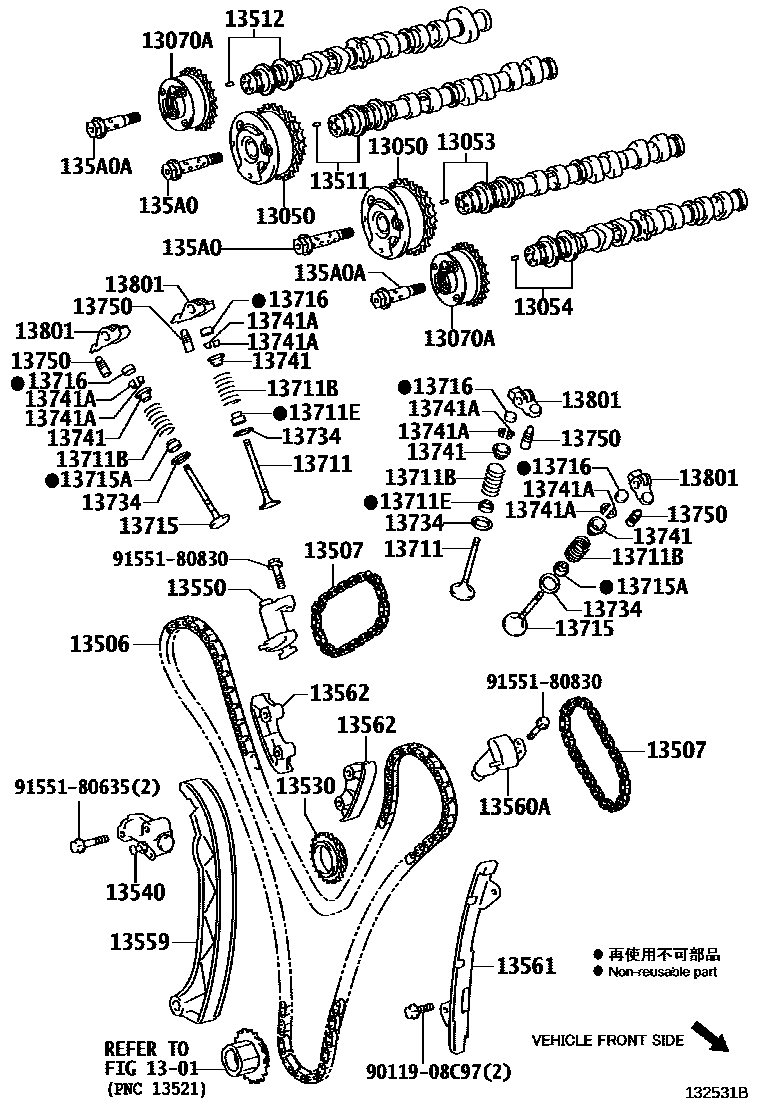 Toyota CAMRY Camshaft & Valve EPC diagram — 132531B