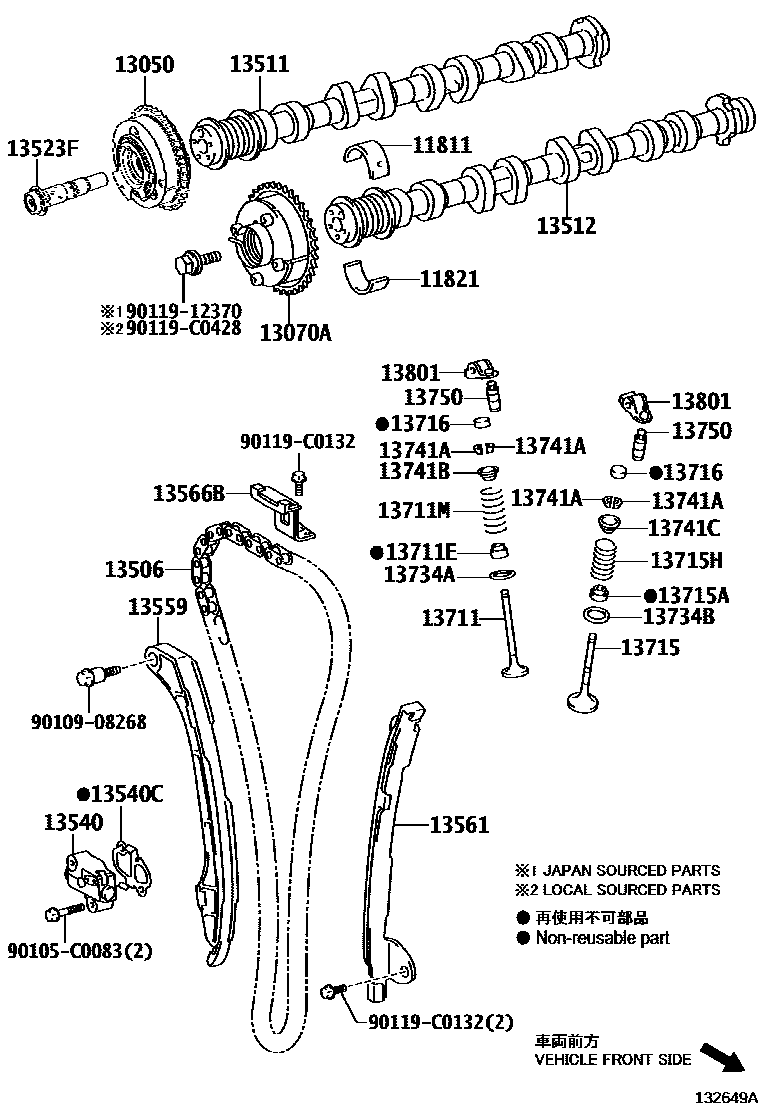 Toyota CAMRY Camshaft & Valve EPC diagram — 132649A