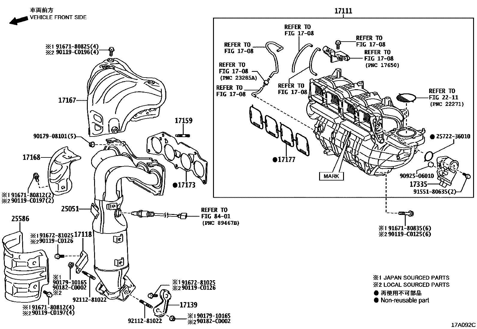 Toyota CAMRY Manifold EPC diagram — 17A092C