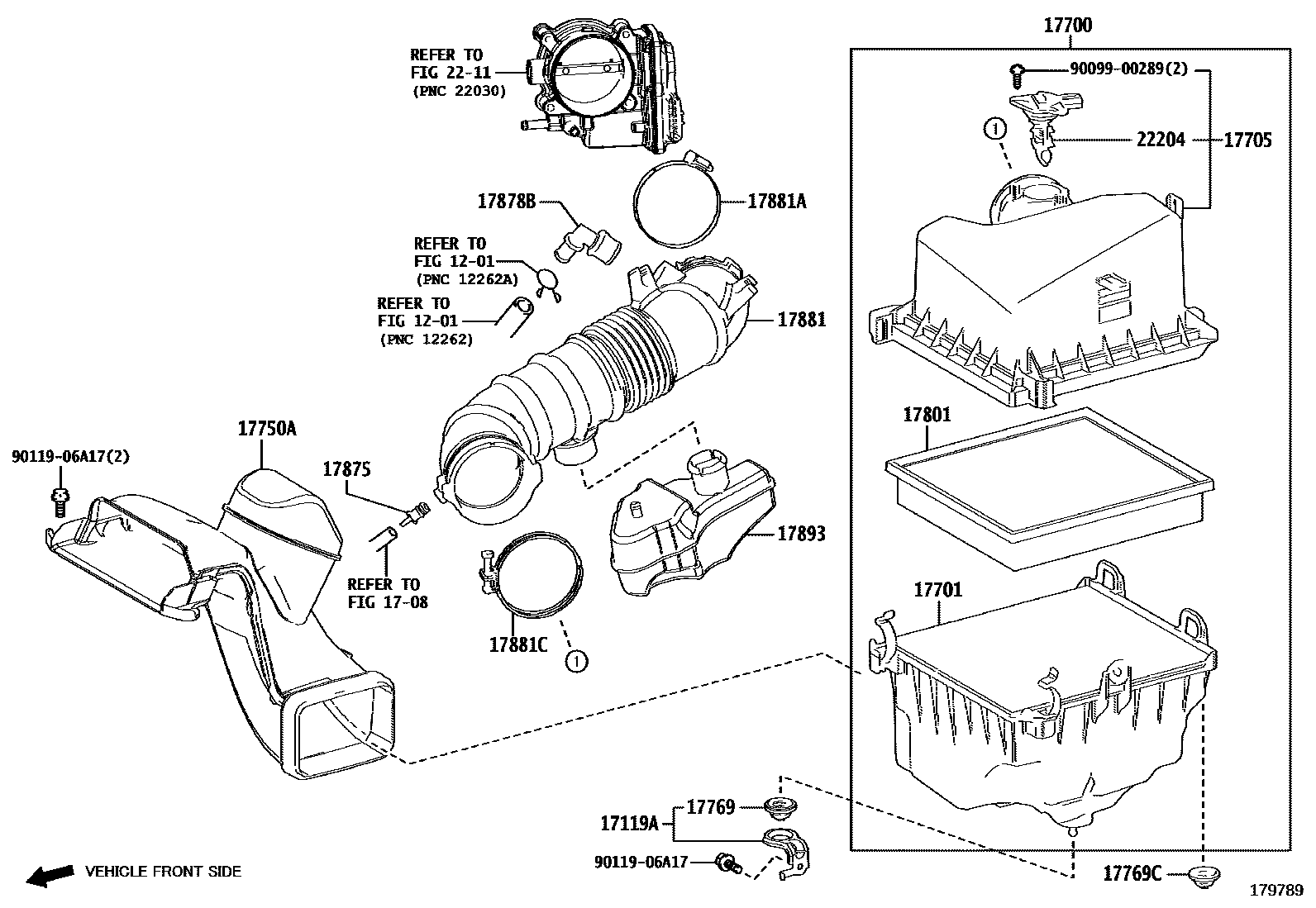 Toyota CAMRY Air Cleaner EPC diagram — 179789