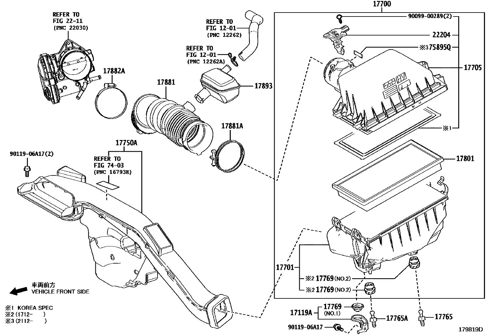 Toyota CAMRY Air Cleaner EPC diagram — 179819D