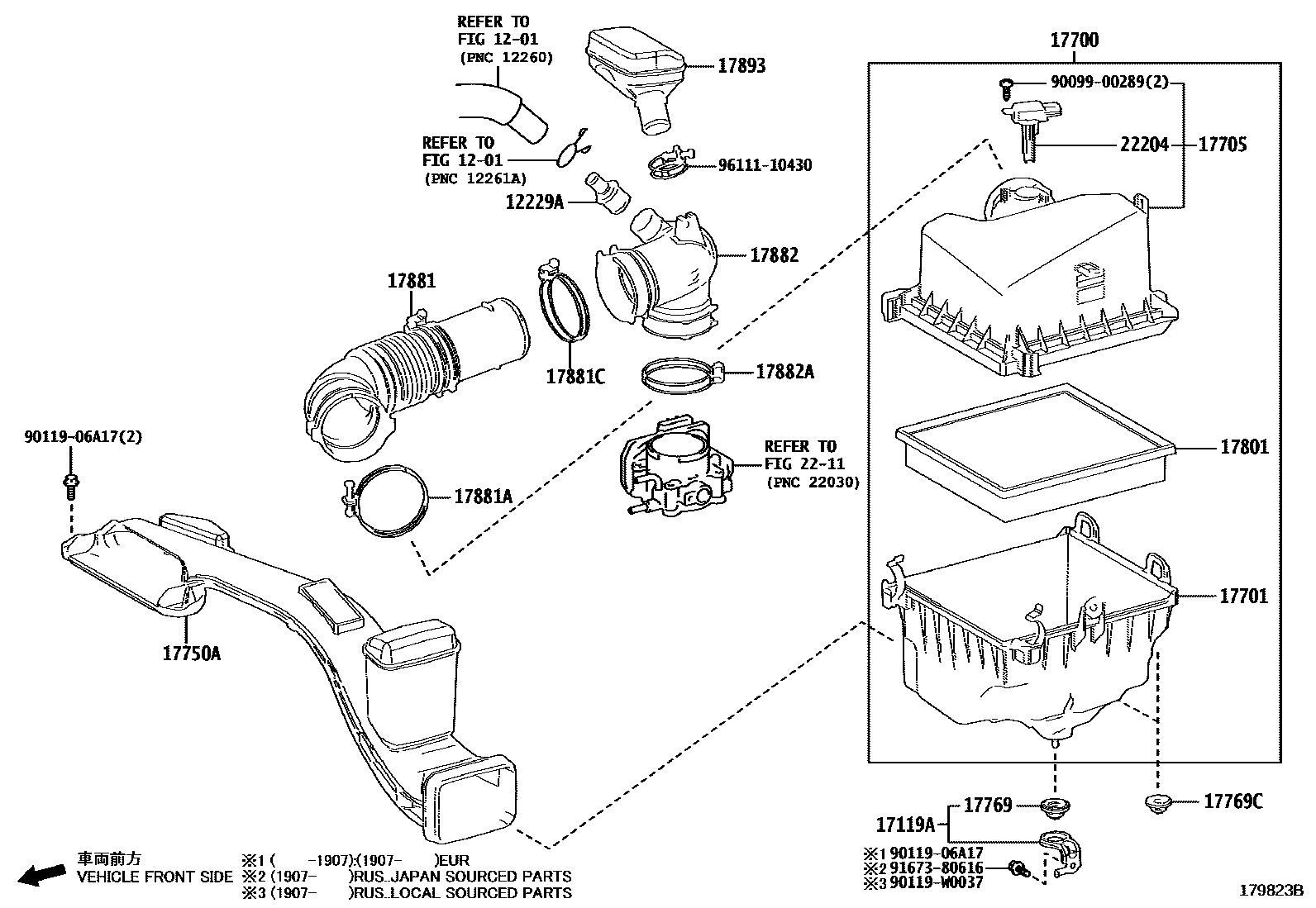 Toyota CAMRY Air Cleaner EPC diagram — 179823B