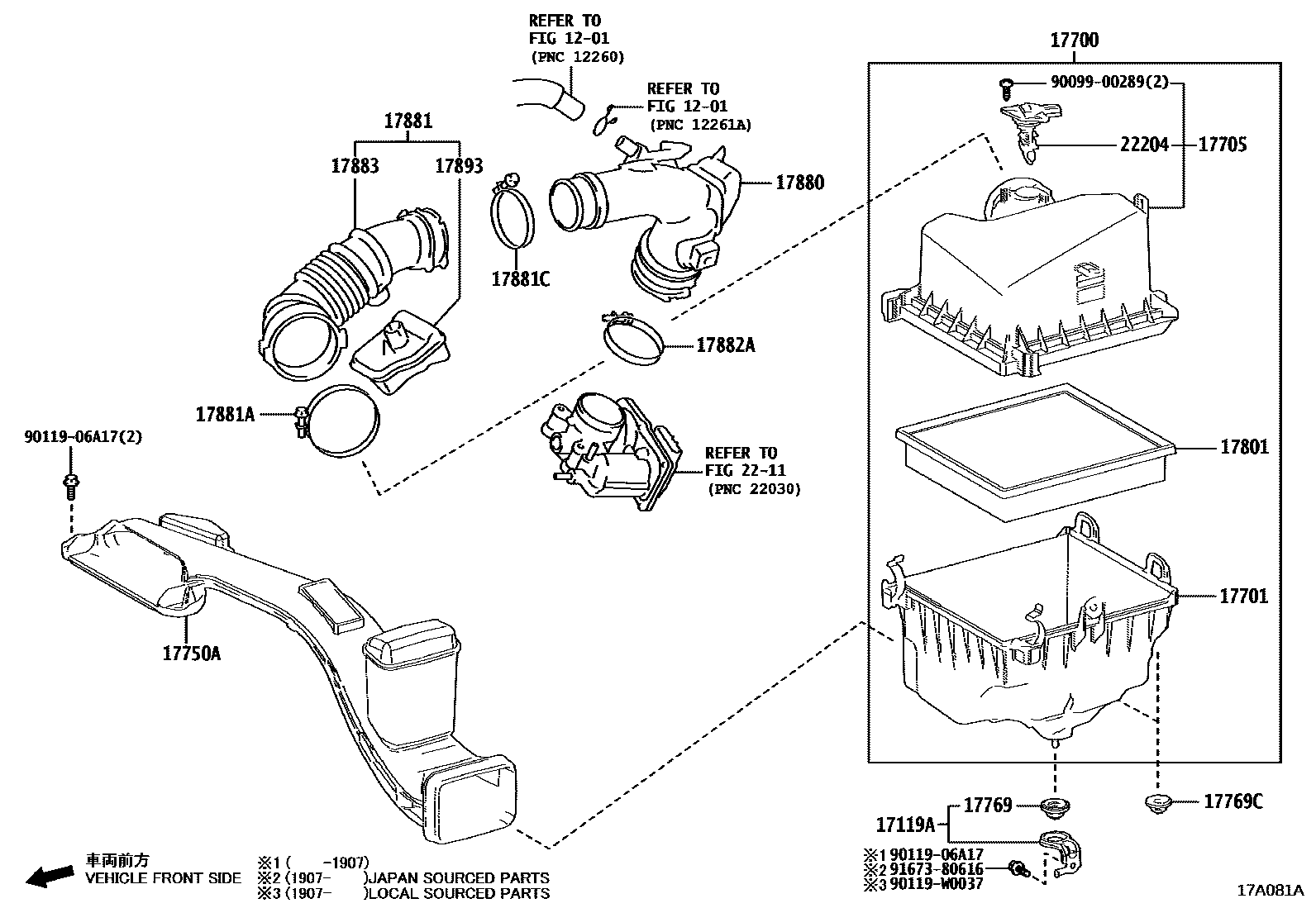 Toyota CAMRY Air Cleaner EPC diagram — 17A081A