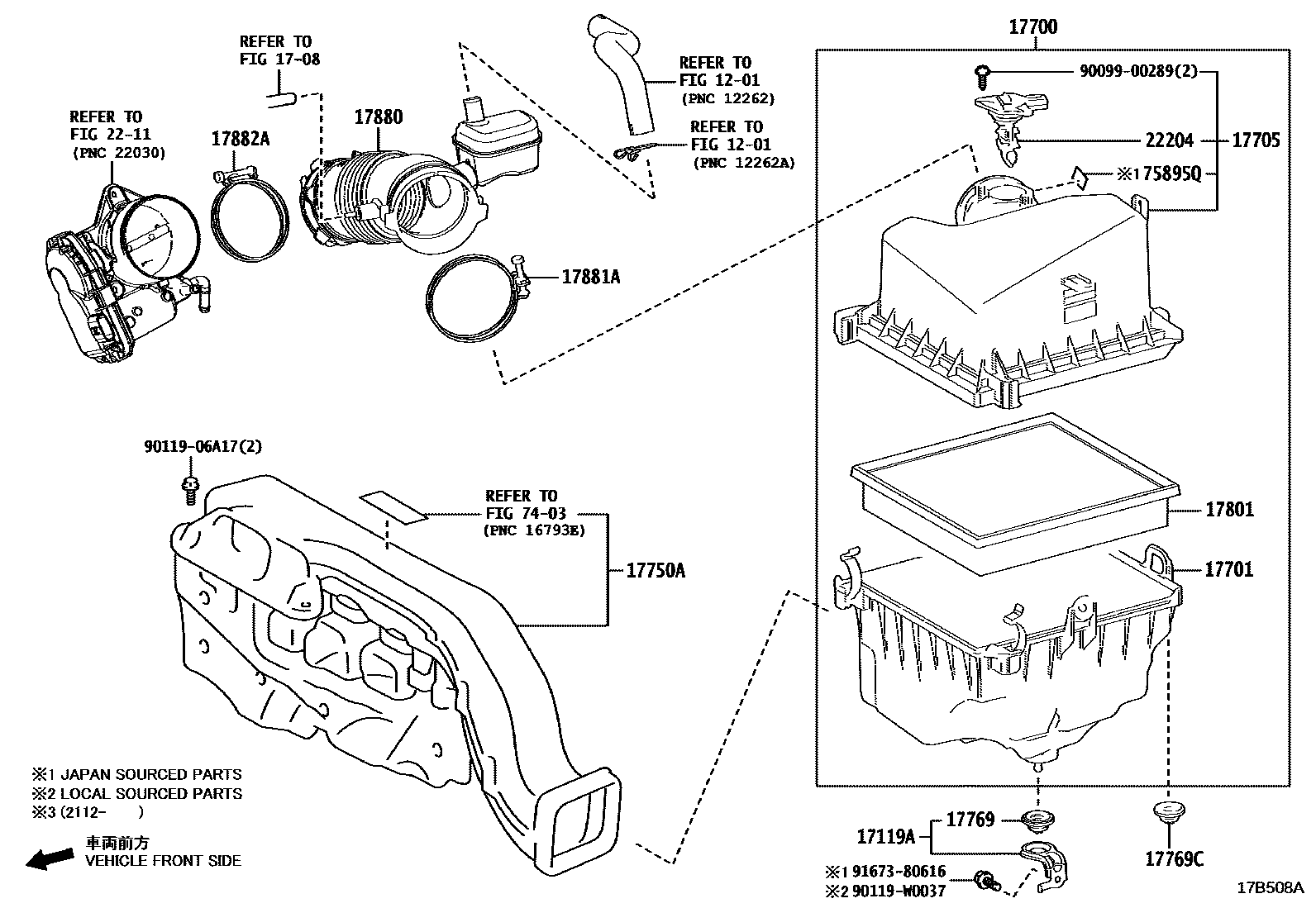 Toyota CAMRY Air Cleaner EPC diagram — 17B508A