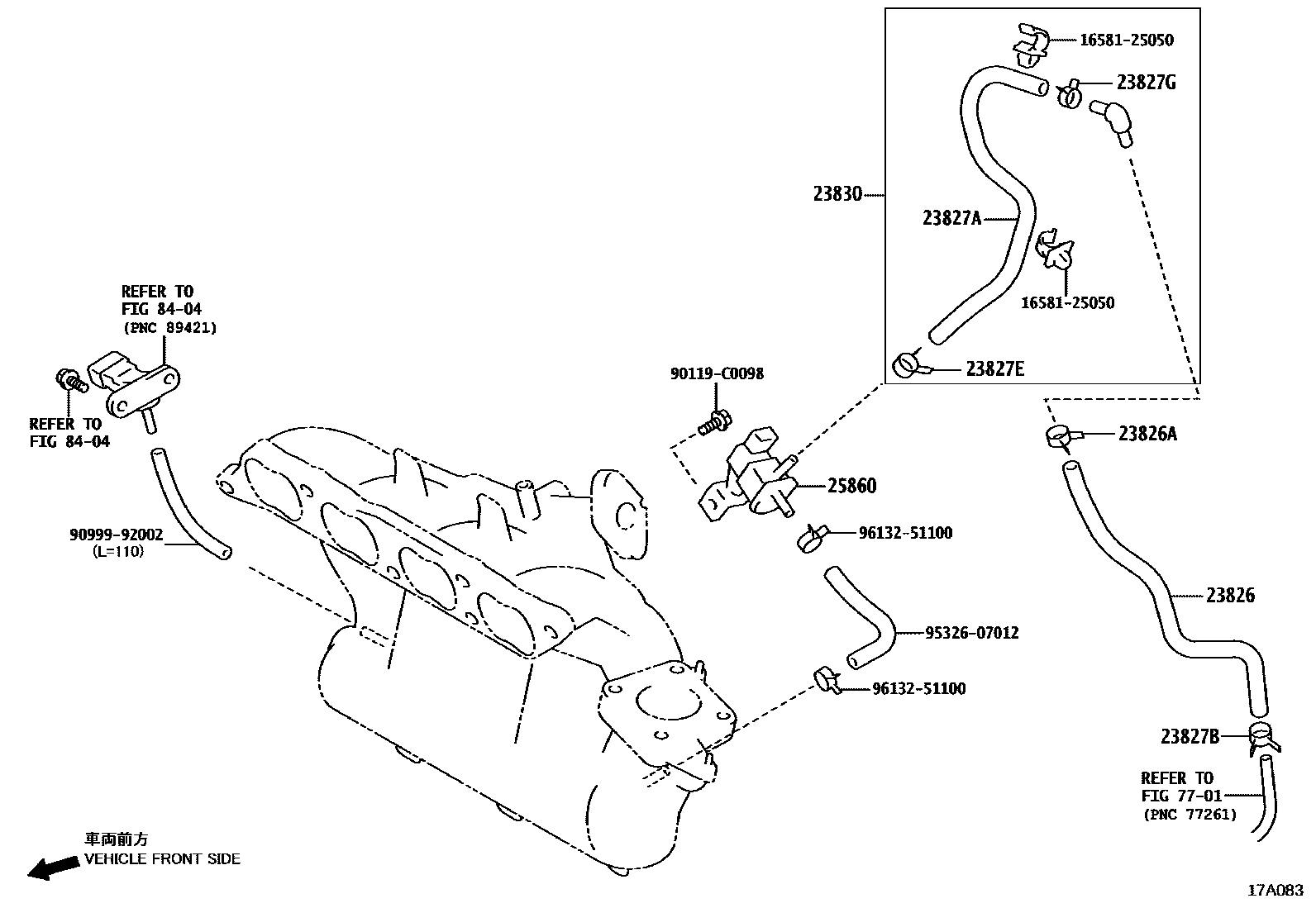 Toyota CAMRY vacuum tube EPC diagram — 17A083