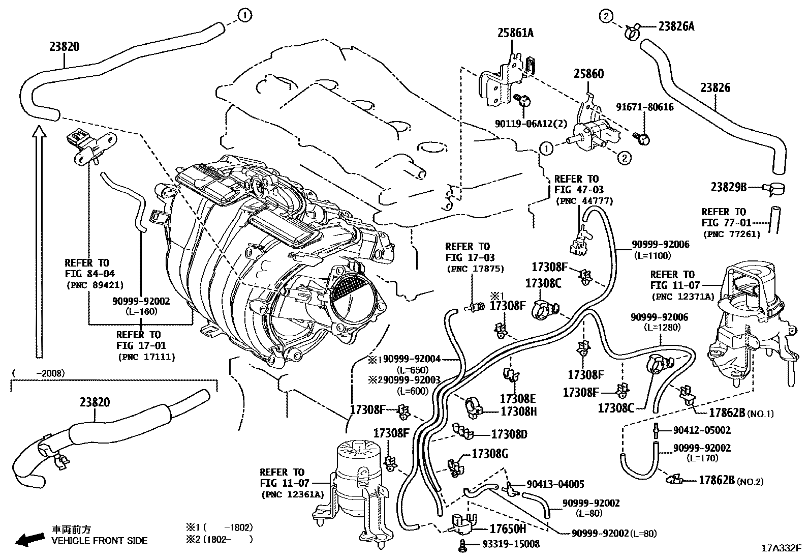 Toyota CAMRY vacuum tube EPC diagram — 17A332F