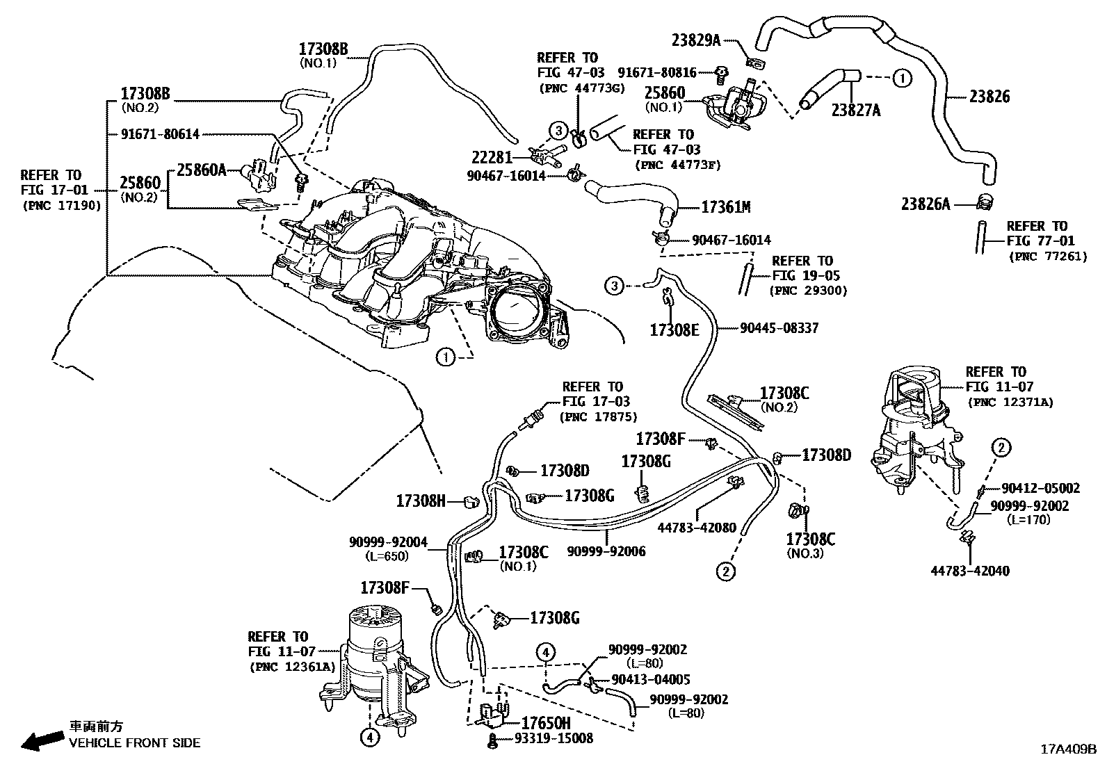 Toyota CAMRY vacuum tube EPC diagram — 17A409B