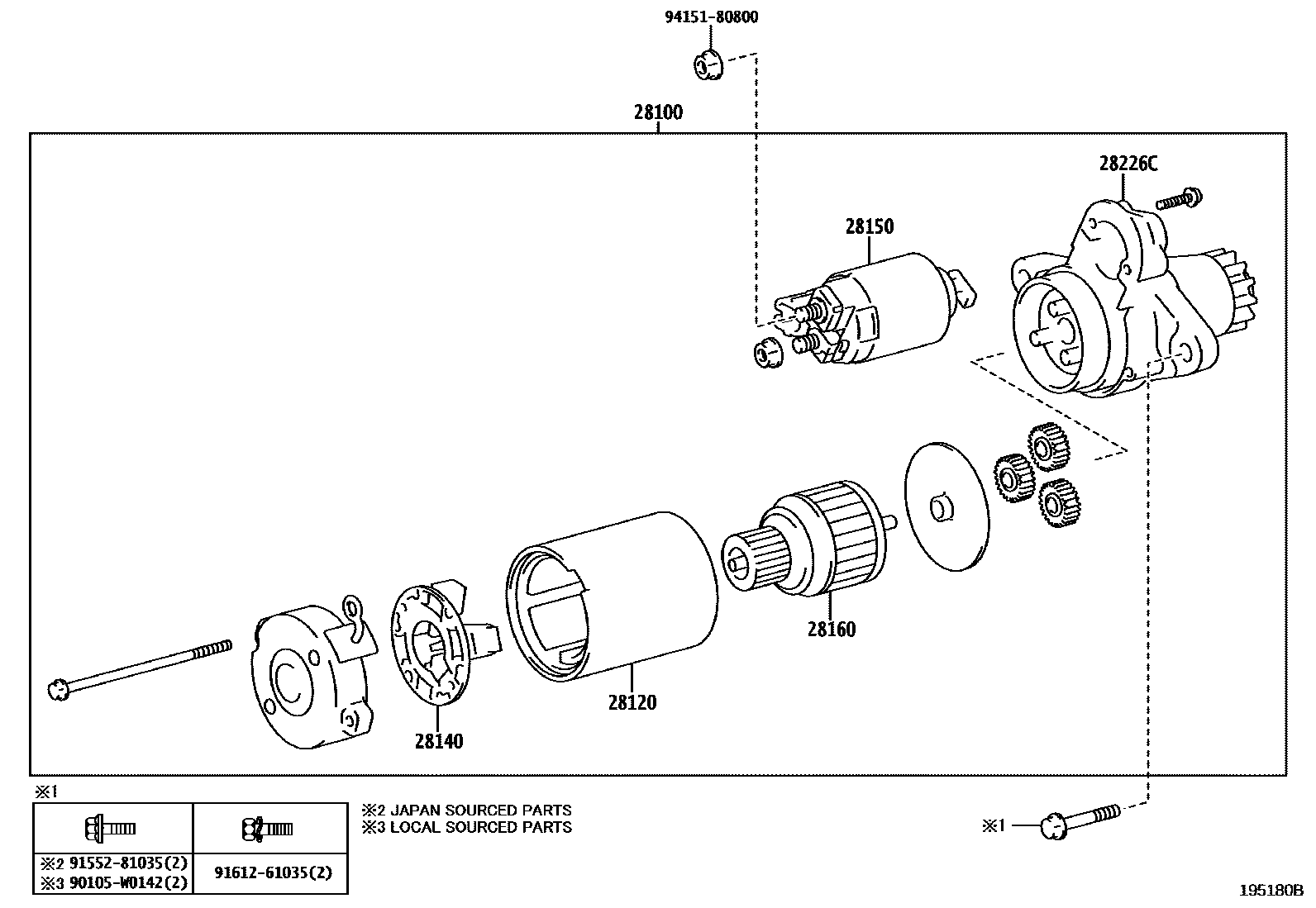 Toyota CAMRY 起动机 EPC diagram — 195180B