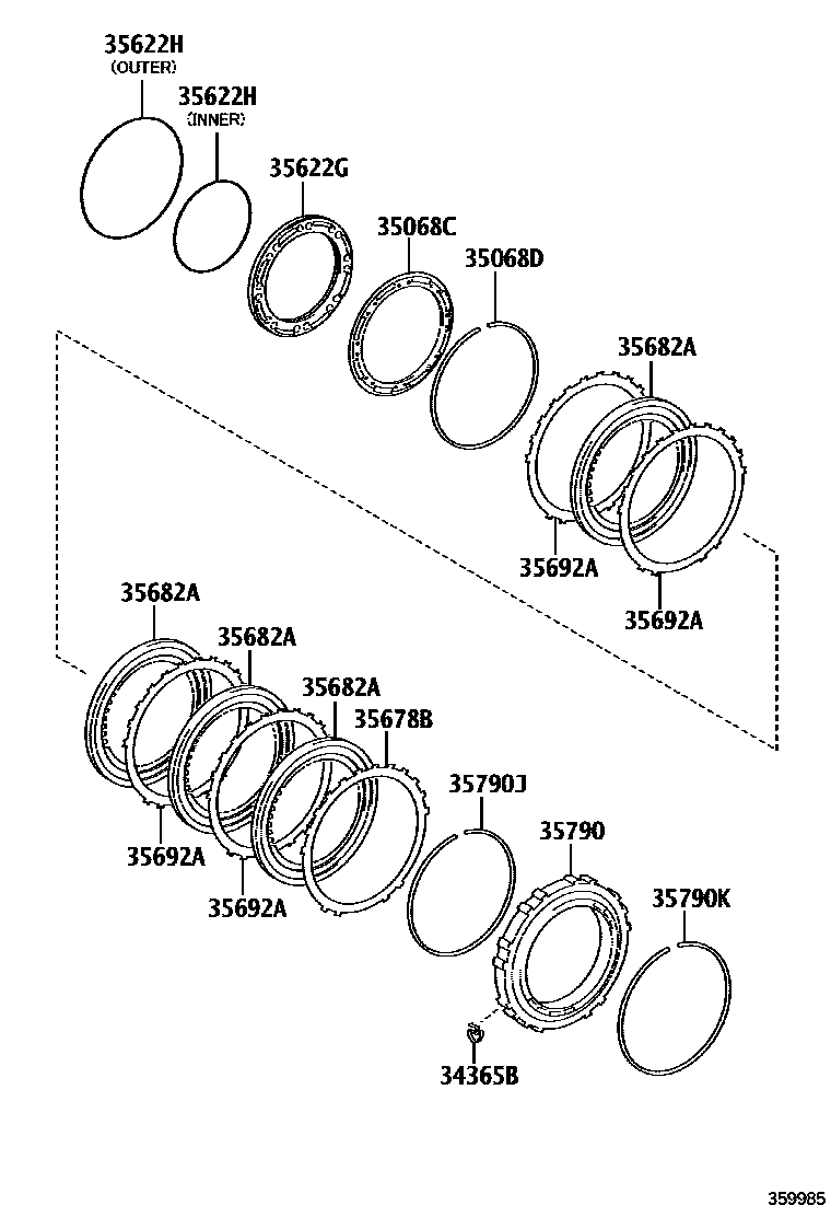 Toyota CAMRY 中央支架和行星太阳齿轮(ATM) EPC diagram — 359986