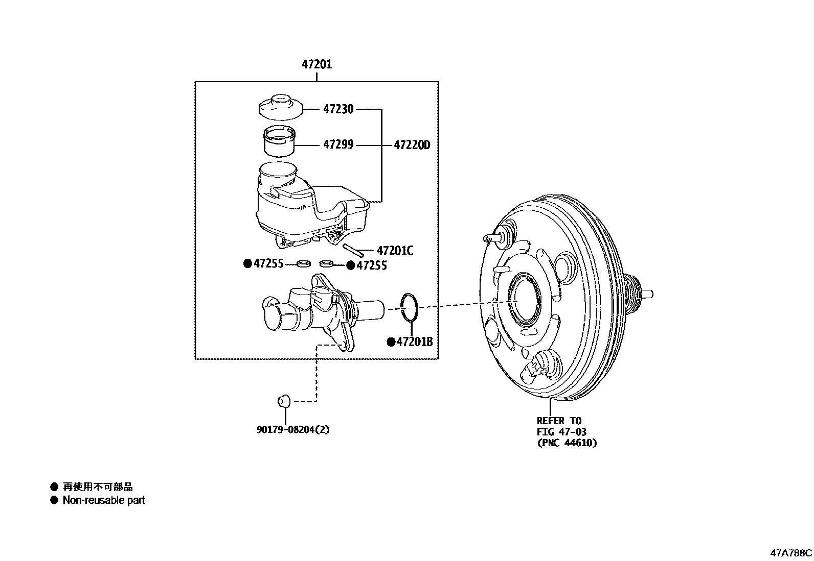 Toyota CAMRY 制动总泵 EPC diagram — 47A788C