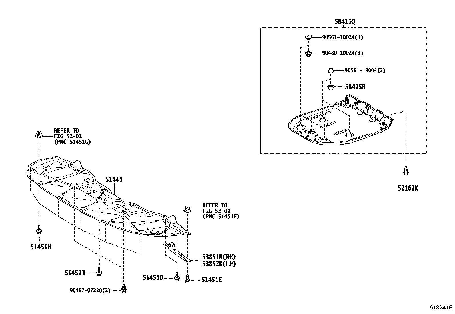 Toyota CAMRY 悬架横梁和发动机底罩 EPC diagram — 513241E
