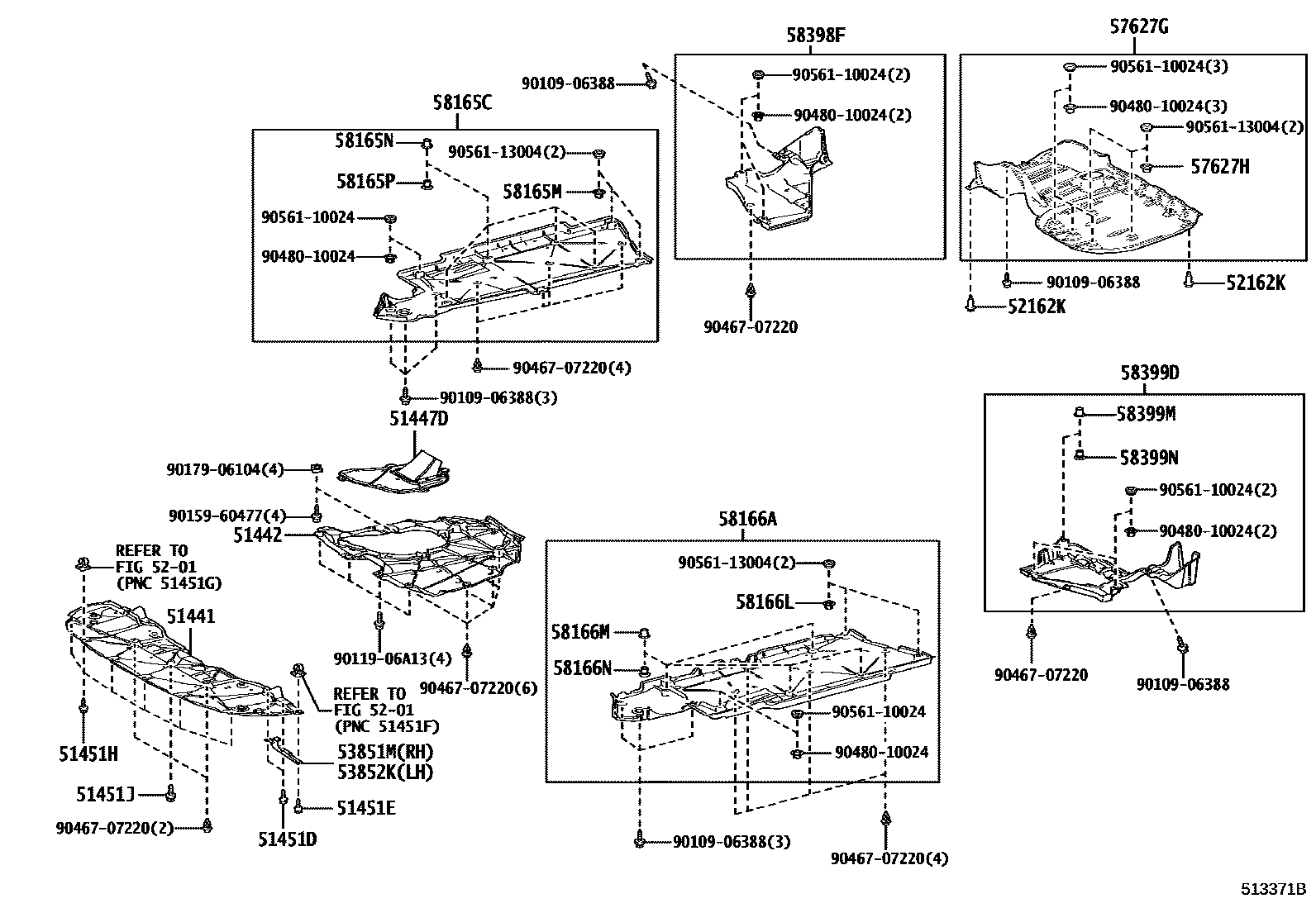 Toyota CAMRY 悬架横梁和发动机底罩 EPC diagram — 513371B