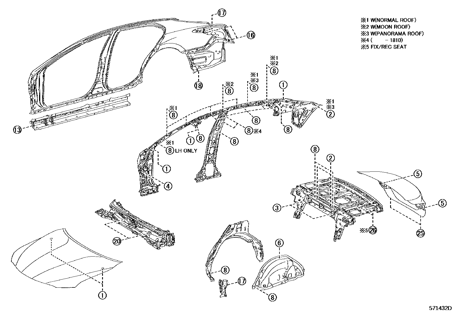 Toyota CAMRY hole plug EPC diagram — 571432D