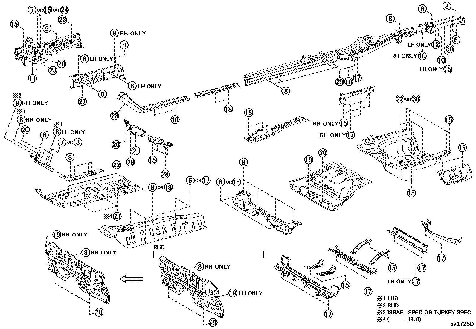 Toyota CAMRY hole plug EPC diagram — 571726D
