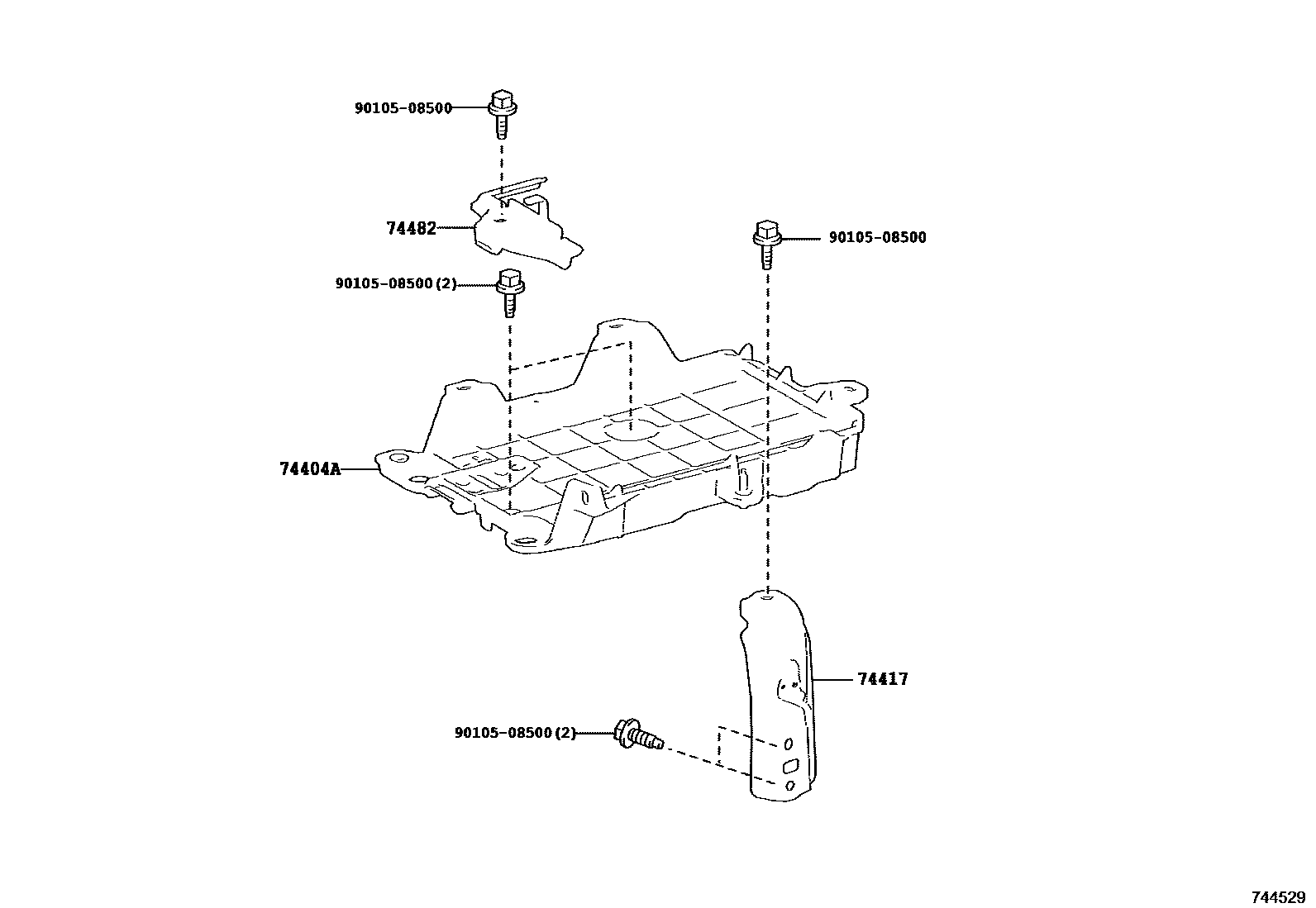 Toyota CAMRY battery holder EPC diagram — 744529
