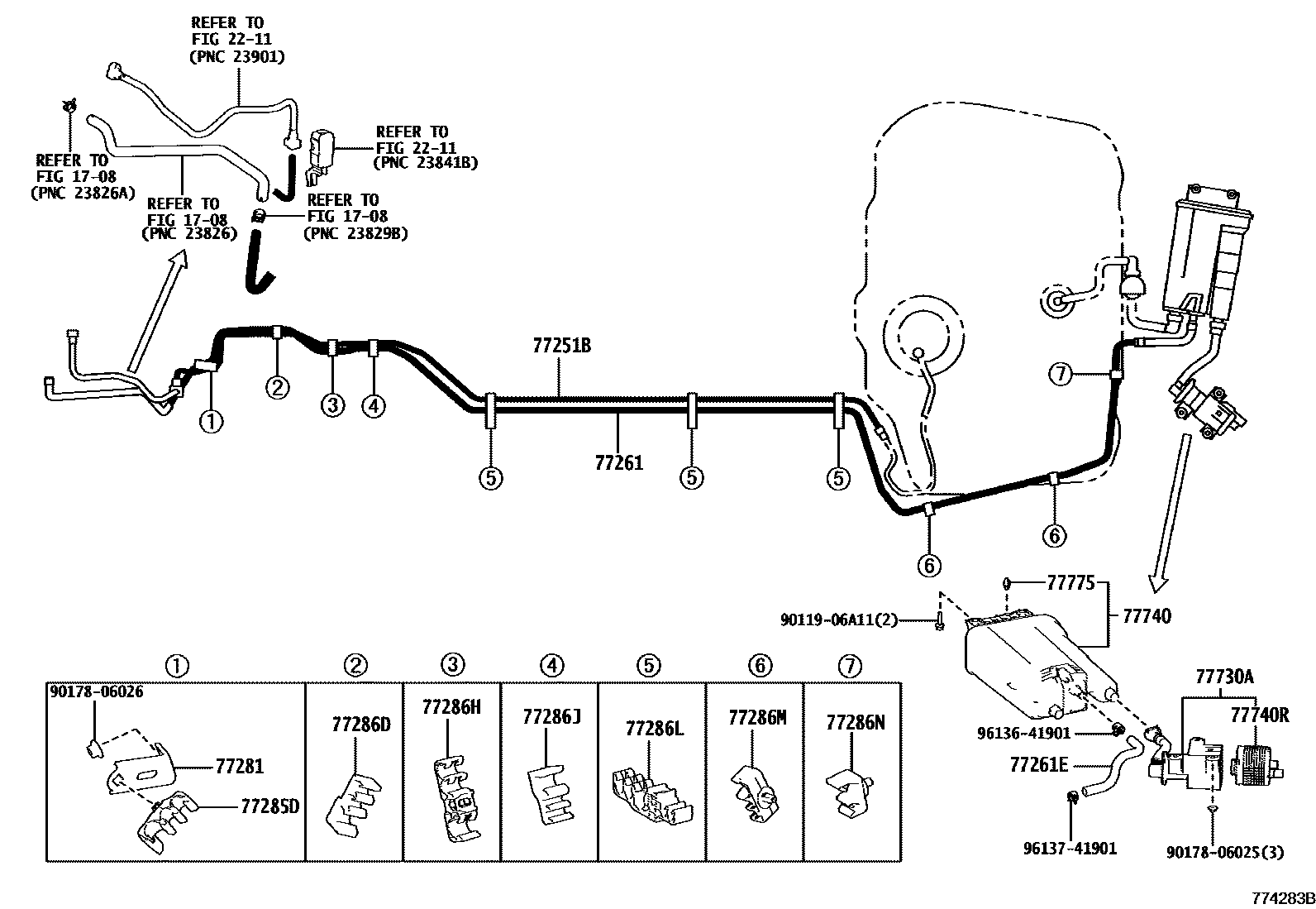 Toyota CAMRY 燃油箱和燃油管 EPC diagram — 774283B