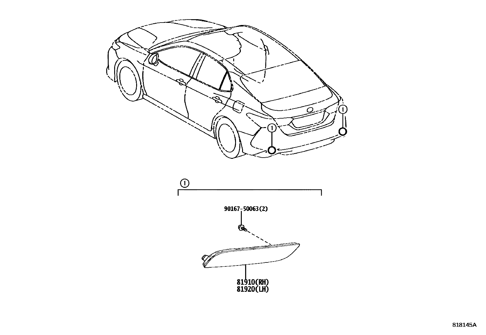 Toyota CAMRY reflector EPC diagram — 818145A
