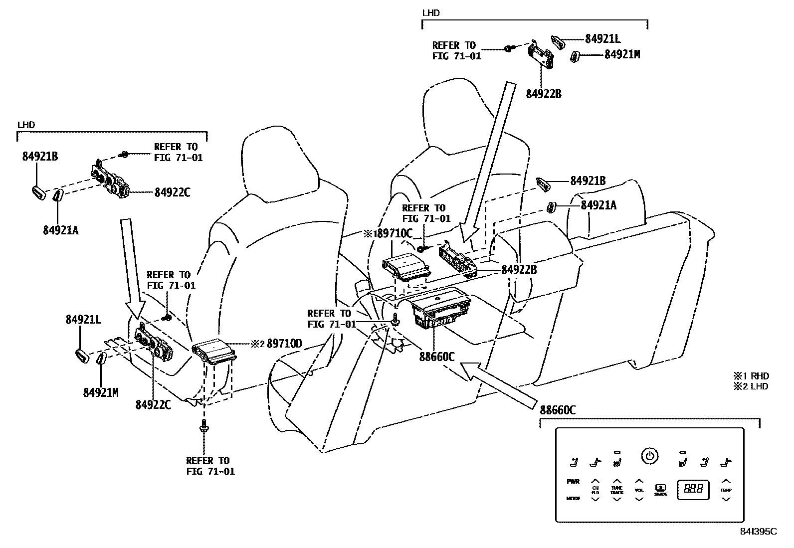 Toyota CAMRY 开关和继电器和ECU EPC diagram — 84I395C