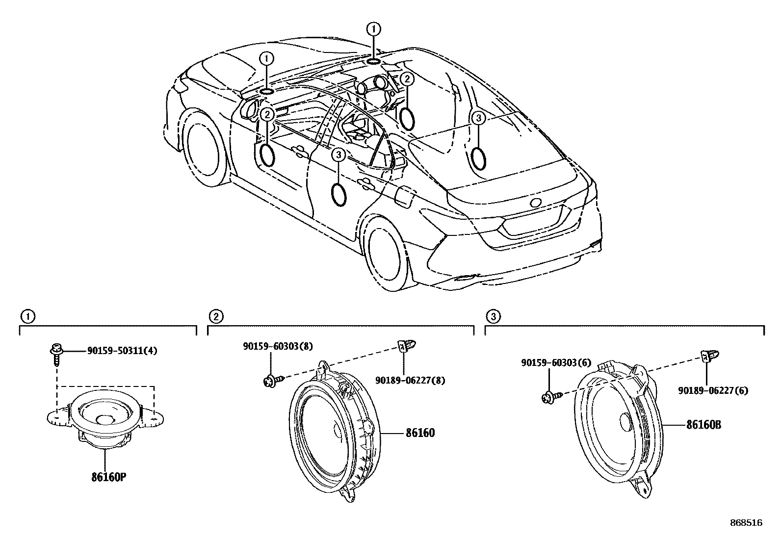 Toyota CAMRY 扬声器 EPC diagram — 868516