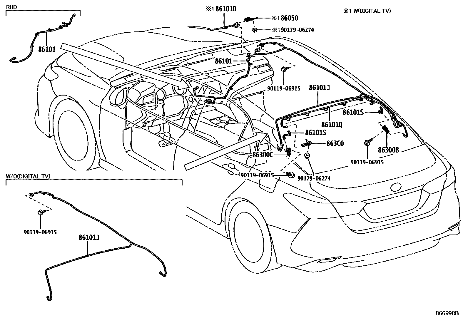 Toyota CAMRY antenna EPC diagram — 866998B