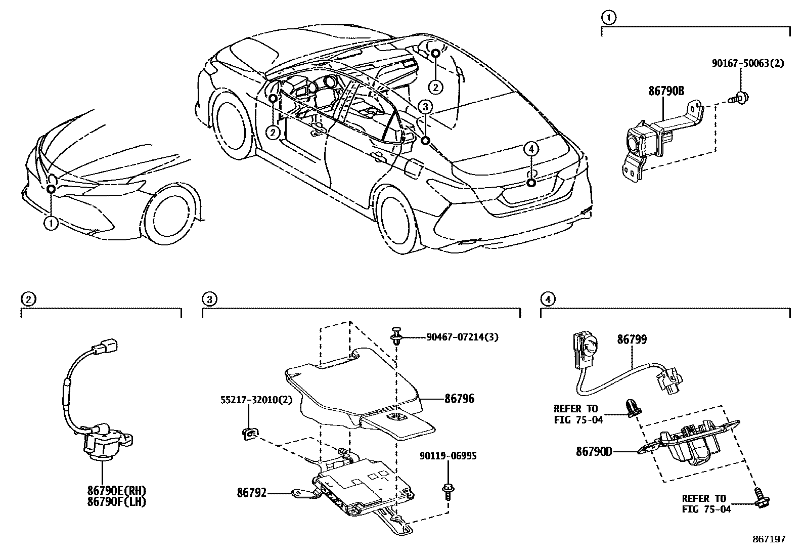 Toyota CAMRY 倒车影像和摄像头 EPC diagram — 867197