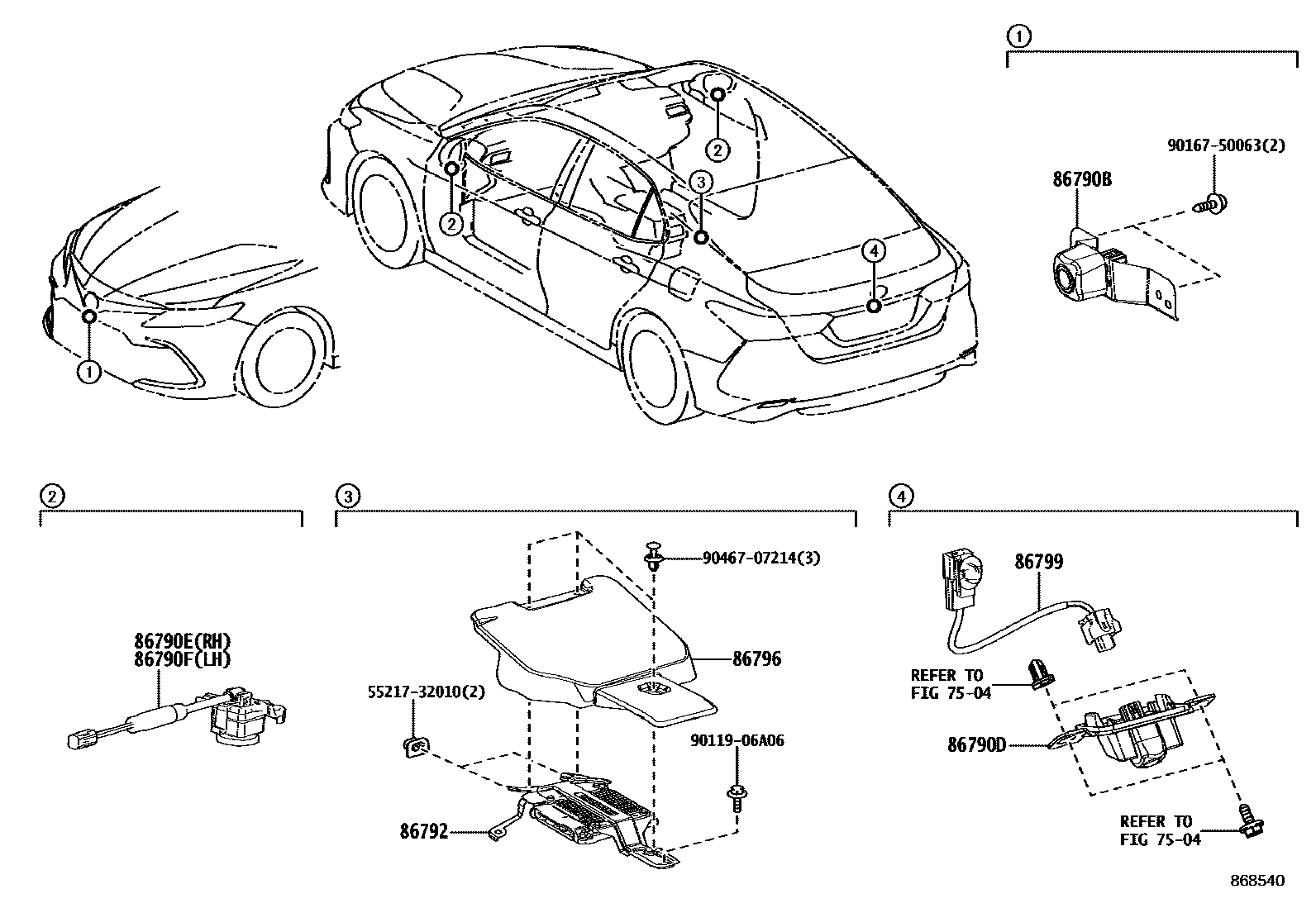 Toyota CAMRY 倒车影像和摄像头 EPC diagram — 868540
