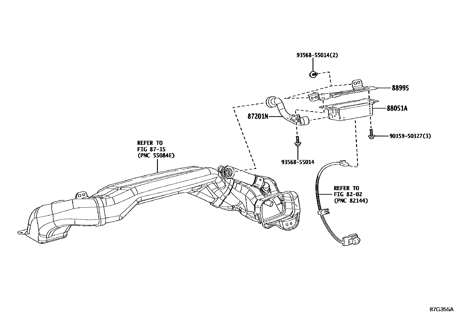 Toyota CAMRY 空气净化器或离子发生器 EPC diagram — 87G355A